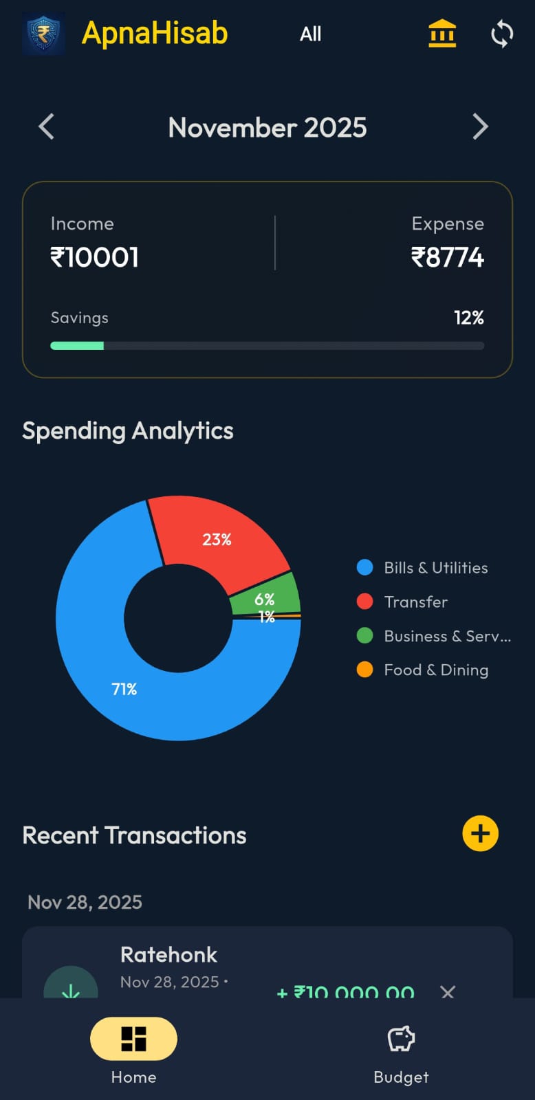 Apna Hisab Dashboard